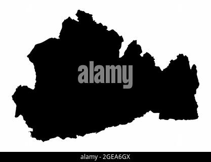 Surrey County dunkle Silhouette Karte isoliert auf weißem Hintergrund, England Stock Vektor