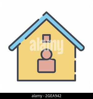 Vektorgrafik von Resident - Line Cut Style - einfache Illustration. Bearbeitbare Kontur. Design-Vorlage Vektor.Umriss Stil Design.Vektor Grafik illustrr Stock Vektor