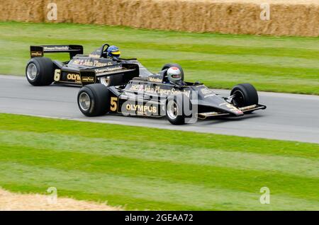 Klassische Lotus 79 historische Grand Prix Autos, früher von Mario Andretti und Ronnie Peterson beim Goodwood Festival of Speed Autorennen Event 2014 Stockfoto