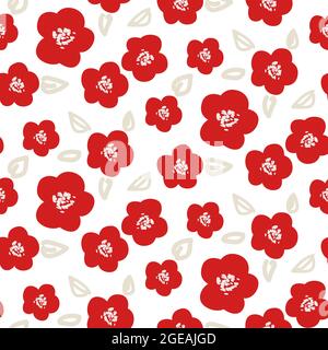 Rot Mohn Vintage-Stil Blumen Hintergrund nahtlose Muster Textur. Stock Vektor