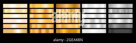 Metallgradient-Kollektion von Gold-, Golden Pearl- und Silberfarben Stock Vektor
