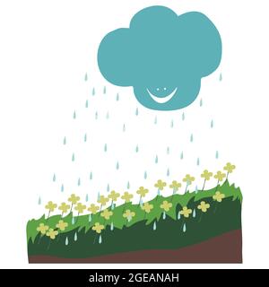 Regen in der Bodenbeschaffenheit Illustration. Stock Vektor