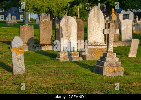 Tombtones in Hillcrest Cemetery, Lunenburg, Nova Scotia, Kanada Stockfoto