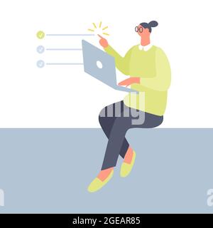 Frau arbeiten auf Laptop - Konzept der Aufgabe von to-do list.Programmer auf Remote-Arbeit, Entfernung E-Learning oder Online-Training.Lady Entwickler Stockfoto