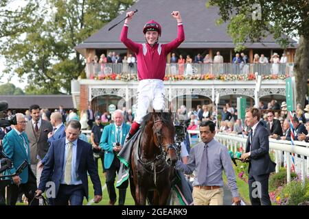 DAVID EGAN FEIERT SIEG AN BORD VON MISHRIFF, JUDDMONTE INTERNATIONAL, 2021 Stockfoto