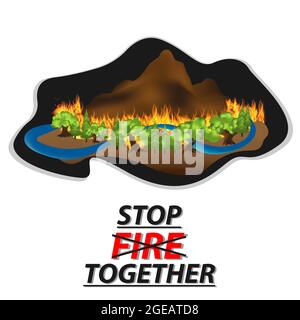 Stop Feuer aus Wald zusammen Poster Hintergrund Stock Vektor