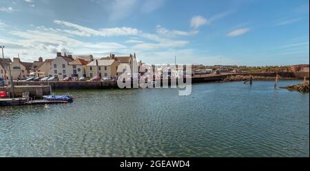 Eyemouth Harbour ist eine kleine Küstenstadt in Eyemouth an der schottischen Grenze in Schottland Stockfoto