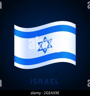 israel Welle Vektor Flagge. Winkende nationale offizielle Farben und Anteil der Flagge. Vektorgrafik. Stock Vektor
