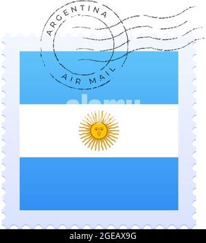 argentinische Portomarke. National Flag Briefmarke isoliert auf weißem Hintergrund Vektor-Illustration. Stempel mit offiziellem Landesflaggenmuster und Cou Stock Vektor