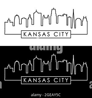 Skyline von Kansas City. Linearer Stil. Editierbare Vektordatei. Stock Vektor