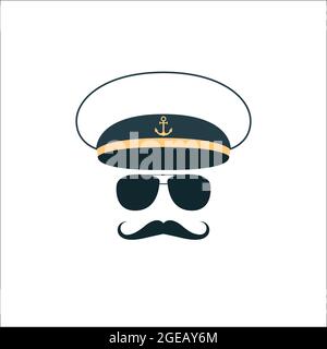 Kapitän Seemann Gesicht Symbol. Vektorgrafik. Stock Vektor