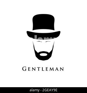 Gentleman mit Bart und Hut. Vektorgrafik. Stock Vektor