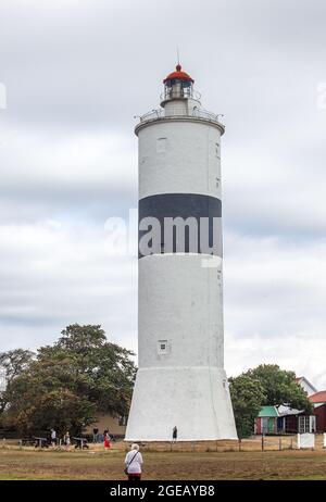 Leuchtturm Långe Jan / Tall John im Vogelzentrum ottenby am Südkap von Öland in der Ostsee, Schweden Stockfoto