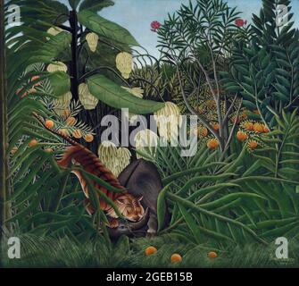 Kampf zwischen einem Tiger und einem Büffel (1908) von Henri Rousseau Stockfoto