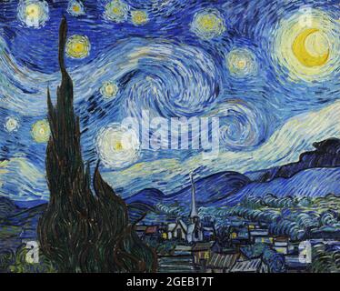 Die Sternennacht (1889) von Vincent Van Gogh Stockfoto