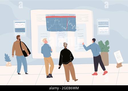 Cartoon flache Handel Geschäftsmann Charaktere bei der Arbeit, Vektor-Illustration Stock Vektor