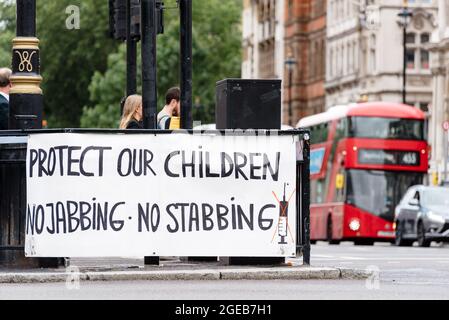 London, Großbritannien. 18. August 2021. Anti-Impfprotest vor dem Parlament Stockfoto
