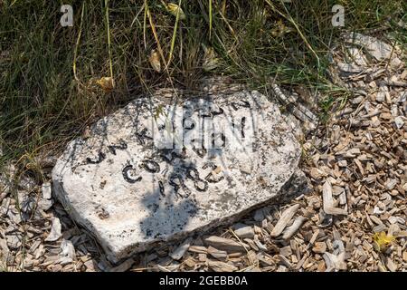 Ogallala, Nebraska - Boot Hill, ein Friedhof für Waffenjäger, Mordopfer und andere, der bis 1885 genutzt wurde. Einige der hier Vergrabenen waren Cowbo Stockfoto