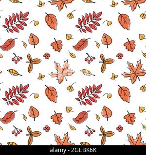Herbst Blätter Muster isoliert Vektor-Illustration. Fallen nahtloser Hintergrund. Laub endlose Kulisse Stock Vektor
