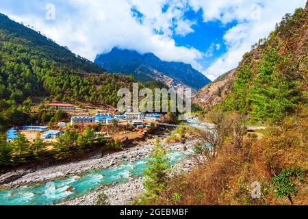 Malerische Berglandschaft in Everest oder Khumbu Region im Himalaya In Nepal Stockfoto