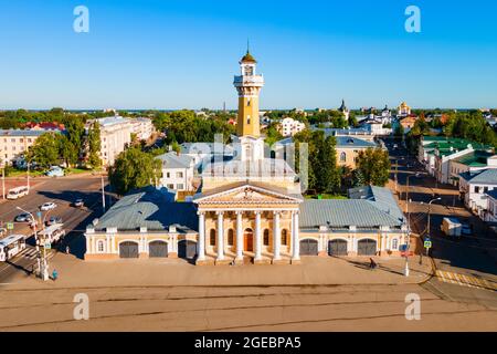 Feuerbeobachtungsturm Luftpanorama in Kostroma Stadt, Goldener Ring von Russland Stockfoto