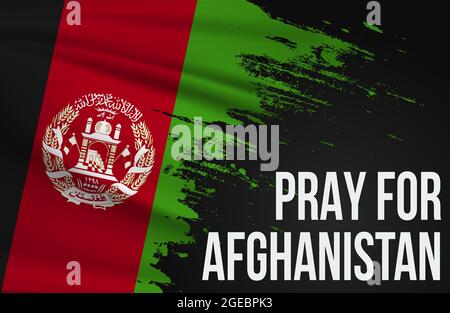 Betet für Afghanistan. Pinselstrich in Afghanistan Flagge beten Konzept Vektor Illustration. Stock Vektor