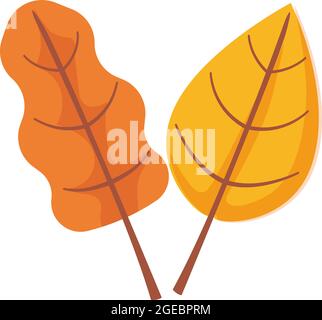 Herbstblatt Objekt Cliparts. Ikone aus Birke und Eiche Stock Vektor