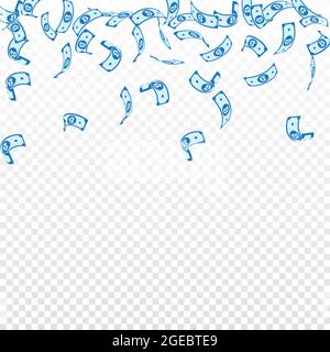 Bitcoin, Internet-Währungsscheine fallen. Spärliche BTC-Rechnungen auf transparentem Hintergrund. Kryptowährung, digitales Geld. Entzückende Vektorgrafik. Nicht Stock Vektor