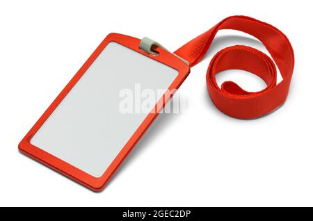 ID Lanyard Abzeichen auf Weiß ausgeschnitten. Stockfoto