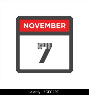 Kalendersymbol November 7 mit Tag des Monats Stock Vektor