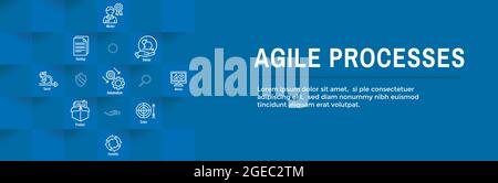 Agile Scrum Prozess- und Entwicklungsicon Set Web-Header-Banner Stock Vektor
