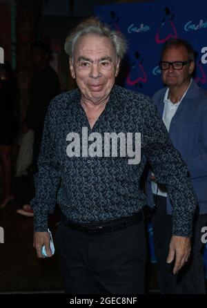 London, Großbritannien. August 2021. Andrew Lloyd-Webber kommt zur 'Cinderella'-Musikpressenacht im Gillian Lynne Theatre in London an. Kredit: SOPA Images Limited/Alamy Live Nachrichten Stockfoto