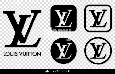 Vinnyzja, Ukraine - 18. August 2021. Louis Vuitton Logo Collection isoliert auf transparentem Hintergrund Stock Vektor