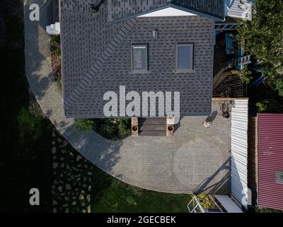 Schindeln Textur - Nahaufnahme von Asphalt Dachschindeln Stockfoto