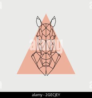 Geometrisches Kopfpferd. Pferdeschild. Vektorgrafik. Stock Vektor