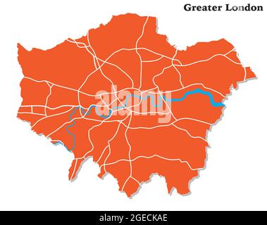 vektorkarte von Greater london mit Hauptstraßen, großbritannien Stock Vektor