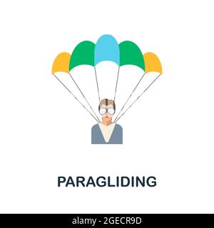 Gleitschirmflieger-Symbol. Farbiger Schild aus der Sammlung der Ausflüge. Creative Paragliding Icon Illustration für Web-Design, Infografiken und vieles mehr Stock Vektor