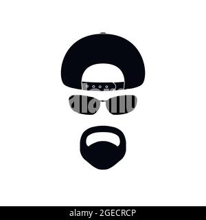 Mann mit Baseballmütze, Sonnenbrille und Spitzbart. Avatar-Symbol. Stock Vektor