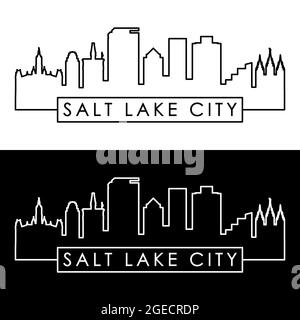 Skyline von Salt Lake City. Linearer Stil. Editierbare Vektordatei. Stock Vektor