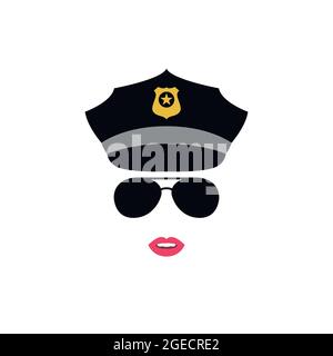 Avatar der Polizeifrau. Polizeisymbol. Vektorgrafik. Stock Vektor