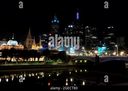 Melbourne, Australien, 27. August 2020. Ein Blick auf das CBD von Southbank aus gesehen. (Foto von Dave Hewison/Speed Media) Quelle: Dave Hewison/Speed Media/Alamy Live News Stockfoto