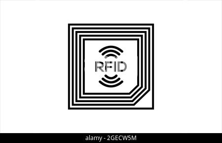 RFID Radio Frequency Identification Chip Technology Konzept. Digitale Technologie. Vektorgrafik. Stock Vektor