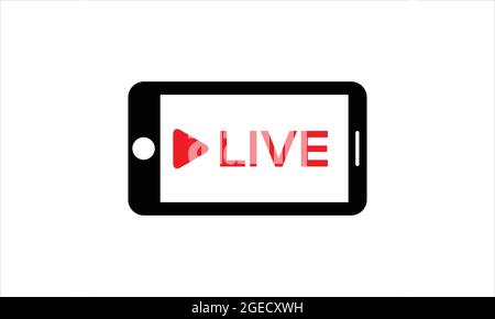 Live-Video-Play-Taste Symbol auf Handy-Bildschirm Logo Vektor Illustration Symbol Vorlage Design Stock Vektor