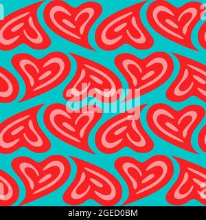 Nahtloses Muster mit schönen Herzen in 3 Farben Stockfoto
