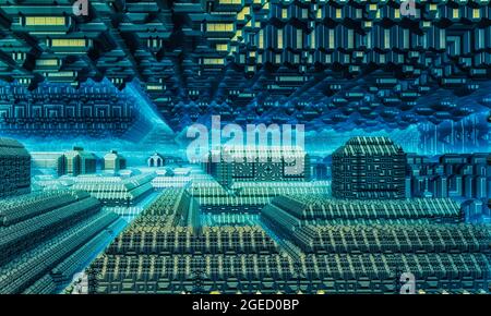 Computergestützte Illustration ideal für Buchcover-Design, Hintergrundebene in Composite Art Kreation Stockfoto