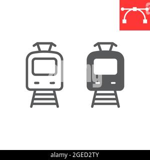 Straßenbahnlinie und Glyphen-Symbol Stock Vektor