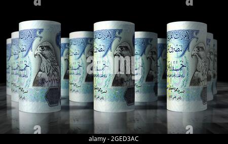 Arabische Emirate Dirhams Geldpaket 3d-Illustration. 500 AED Dubai Banknotenbündel. Konzept von Finanzen, Bargeld, Wirtschaftskrise, Unternehmenserfolg, re Stockfoto