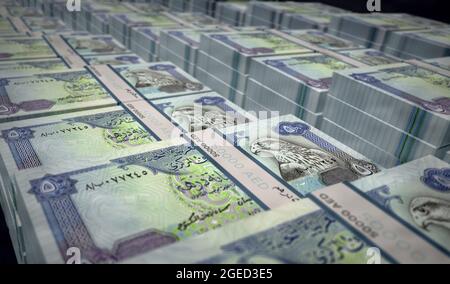 Arabische Emirate Dirhams Geldpaket 3d-Illustration. 500 AED Dubai Banknotenbündel. Konzept von Finanzen, Bargeld, Wirtschaftskrise, Unternehmenserfolg, re Stockfoto