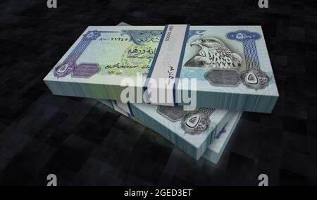 Arabische Emirate Dirhams Geldpaket 3d-Illustration. 500 AED Dubai Banknotenbündel. Konzept von Finanzen, Bargeld, Wirtschaftskrise, Unternehmenserfolg, re Stockfoto