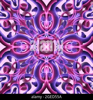 Nahtlose abstrakte bunte geometrische florale Oberfläche Muster wiederholen symmetrisch. Verwenden Sie für Modedesign, Heimtextilien, Tapeten, Drucke. Stockfoto